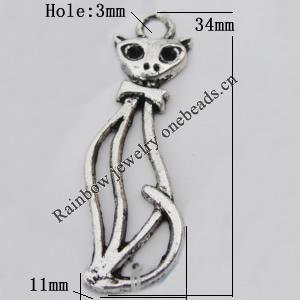 Pendant Zinc Alloy Jewelry Findings Lead-free, 11x34mm Hole:3mm, Sold by Bag
