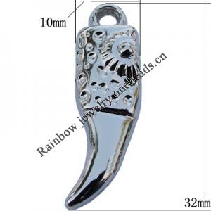 Jewelry findings, CCB plastic Pendant, 32x10mm Hole:2.5mm, Sold by Bag