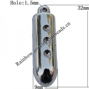 Jewelry findings, CCB plastic Pendant, 32x9mm Hole:1.5mm, Sold by Bag
