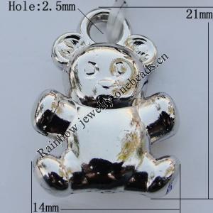 Jewelry findings, CCB plastic Pendant, Bear 21x14mm Hole:2.5mm, Sold by Bag