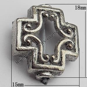 Bead Zinc Alloy Jewelry Findings Lead-free, 18x15mm Hole:1.5mm, Sold by Bag