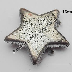 Bead Zinc Alloy Jewelry Findings Lead-free, Star 16mm Hole:2mm, Sold by Bag