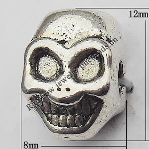 Bead Zinc Alloy Jewelry Findings Lead-free, Skeleton 8x12mm Hole:2mm, Sold by Bag