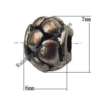 Bead Zinc Alloy Jewelry Findings Lead-free, 6x7mm Hole:1.5mm, Sold by Bag