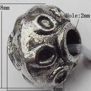 Bead Zinc Alloy Jewelry Findings Lead-free, 5x6mm Hole:3mm, Sold by Bag