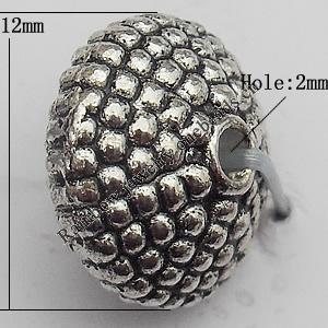 Bead Zinc Alloy Jewelry Findings Lead-free, 8x12mm Hole:2mm, Sold by Bag