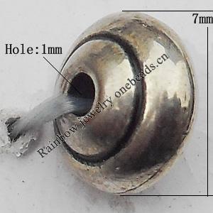 Bead Zinc Alloy Jewelry Findings Lead-free, 5x7mm Hole:1mm, Sold by Bag