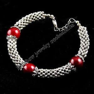 Coral Bracelet, 8mm, Sold per 7.5-Inch Strand