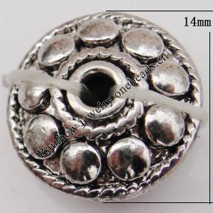 Copper Bead Jewelry Findings Lead-free, Flat Round 14mm Hole:2mm Sold by Bag