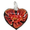 Inner Flower Handmade Lampwork Pendants, Heart 35x30mm Hole:5mm, Sold by PC