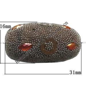 Indonesia Beads Handmade, Flat Ovsl 31x16mm, Hole:Approx 2.5mm, Sold by PC