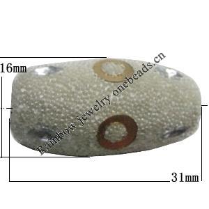 Indonesia Beads Handmade, Flat Ovsl 31x16mm, Hole:Approx 2.5mm, Sold by PC