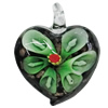 Inner Flower Handmade Gold Sand Lampwork Pendants, Heart 38x34mm Hole:5mm, Sold by PC