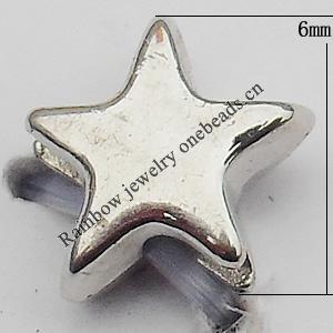 Bead Zinc Alloy Jewelry Findings Lead-free, Star 6mm Hole:1mm, Sold by Bag