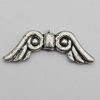 Bead Zinc Alloy Jewelry Findings Lead-free, Wing 21x8mm Hole:1mm, Sold by Bag