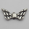 Bead Zinc Alloy Jewelry Findings Lead-free, Wing 15x7mm Hole:1mm, Sold by Bag
