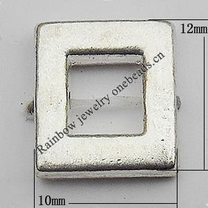Bead Zinc Alloy Jewelry Findings Lead-free, Hollow Rectangle 10x12mm Hole:1mm, Sold by Bag