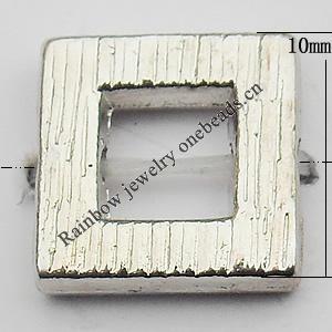 Bead Zinc Alloy Jewelry Findings Lead-free, Hollow Square 10x10mm Hole:1mm, Sold by Bag