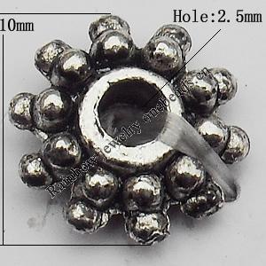 Spacer Zinc Alloy Jewelry Findings Lead-free, 10x3mm Hole:2.5mm, Sold by Bag