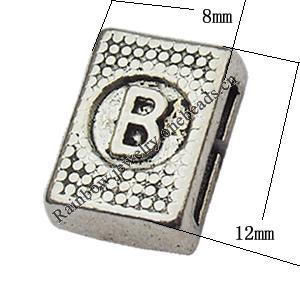 Bead Zinc Alloy Jewelry Findings Lead-free, Rectangle 8x12mm, Sold by Bag