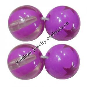  Colorful Acrylic Beads, Round 16mm, Sold by Bag