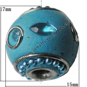 Indonesia Beads Handmade, Drum 15x17mm, Hole:Approx 3.5mm, Sold by PC