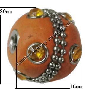 Indonesia Beads Handmade, Drum 16x20mm, Hole:Approx 3mm, Sold by PC