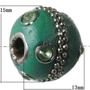 Indonesia Beads Handmade, Drum 13x15mm, Hole:Approx 3mm, Sold by PC