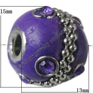 Indonesia Beads Handmade, Drum 13x15mm, Hole:Approx 3mm, Sold by PC