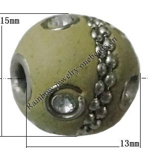 Indonesia Beads Handmade, Drum 13x15mm, Hole:Approx 3mm, Sold by PC