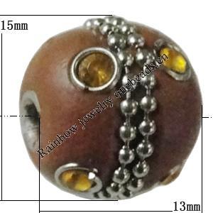 Indonesia Beads Handmade, Drum 13x15mm, Hole:Approx 3mm, Sold by PC