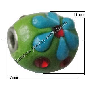 Indonesia Beads Handmade, Drum 17x15mm, Hole:Approx 3mm, Sold by PC