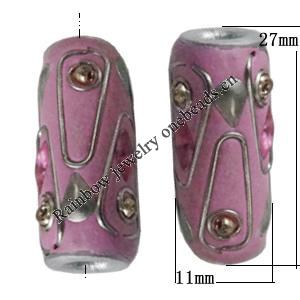 Indonesia Beads Handmade, Column 27x11mm, Hole:Approx 4mm, Sold by PC