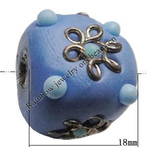 Indonesia Beads Handmade, Cube 18x18mm, Hole:Approx 3mm, Sold by PC