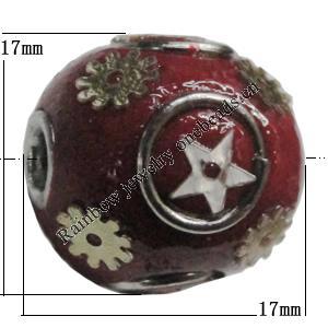 Indonesia Beads Handmade, Round 17x17mm, Hole:Approx 3mm, Sold by PC