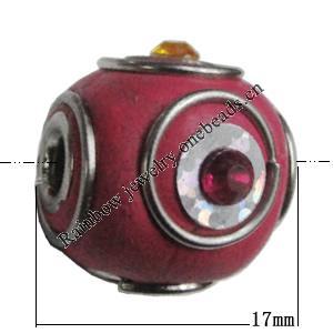 Indonesia Beads Handmade, Round 17x17mm, Hole:Approx 4mm, Sold by PC