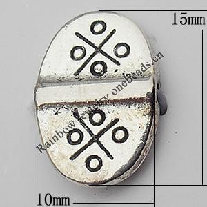 Bead Zinc Alloy Jewelry Findings Lead-free, Flat Oval 10x15mm Hole:1mm, Sold by Bag