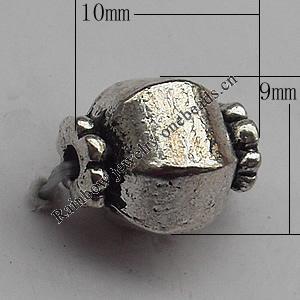  Bead Zinc Alloy Jewelry Findings Lead-free, 10x9mm Hole:1.5mm, Sold by Bag