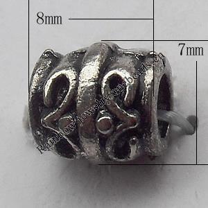 Bead Zinc Alloy Jewelry Findings Lead-free, 7x8mm Hole:4mm, Sold by Bag
