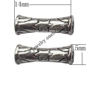 Bead Zinc Alloy Jewelry Findings Lead-free, Tube 14x5mm Hole:1.5mm, Sold by Bag