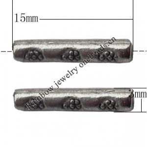  Bead Zinc Alloy Jewelry Findings Lead-free,Tube, 15x3mm Hole:2mm, Sold by Bag