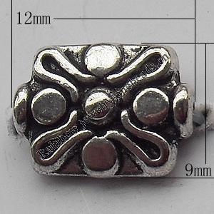 Bead Zinc Alloy Jewelry Findings Lead-free, 12x9mm Hole:1mm, Sold by Bag