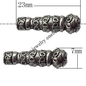 Bead Zinc Alloy Jewelry Findings Lead-free, Tube 23x7mm Hole:2mm, Sold by Bag