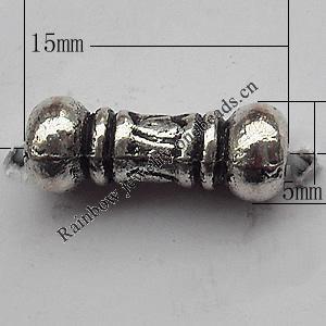 Bead Zinc Alloy Jewelry Findings Lead-free, Tube 15x5mm Hole:2mm, Sold by Bag
