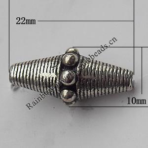 Bead Zinc Alloy Jewelry Findings Lead-free, 22x10mm Hole:1mm, Sold by Bag