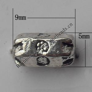  Bead Zinc Alloy Jewelry Findings Lead-free, 9x5mm Hole:1mm, Sold by Bag