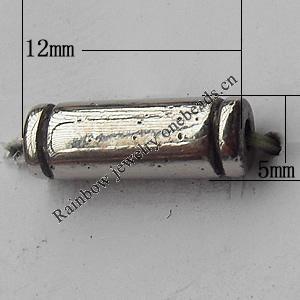  Bead Zinc Alloy Jewelry Findings Lead-free, 5x12mm Hole:1mm, Sold by Bag