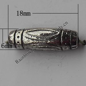  Bead Zinc Alloy Jewelry Findings Lead-free, 6x18mm Hole:1.5mm, Sold by Bag
