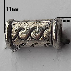  Bead Zinc Alloy Jewelry Findings Lead-free, 6x11mm Hole:3.5mm, Sold by Bag