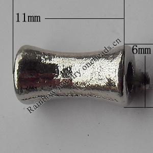  Bead Zinc Alloy Jewelry Findings Lead-free, 6x11mm Hole:2.5mm, Sold by Bag